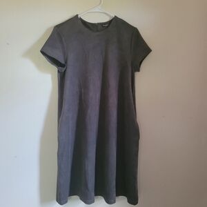 J. McLaughlin Faux Suede Crew Neck Cap Sleeve Swing Dress Size Medium